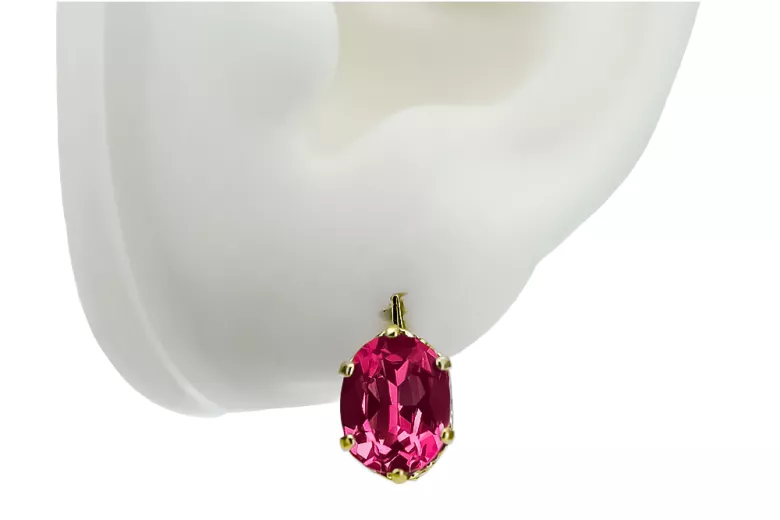 8K Gelbgold 333 Ruby ohrringe vec003x-rb Russisch Sowjetisch UdSSR Vintage Art Deco style